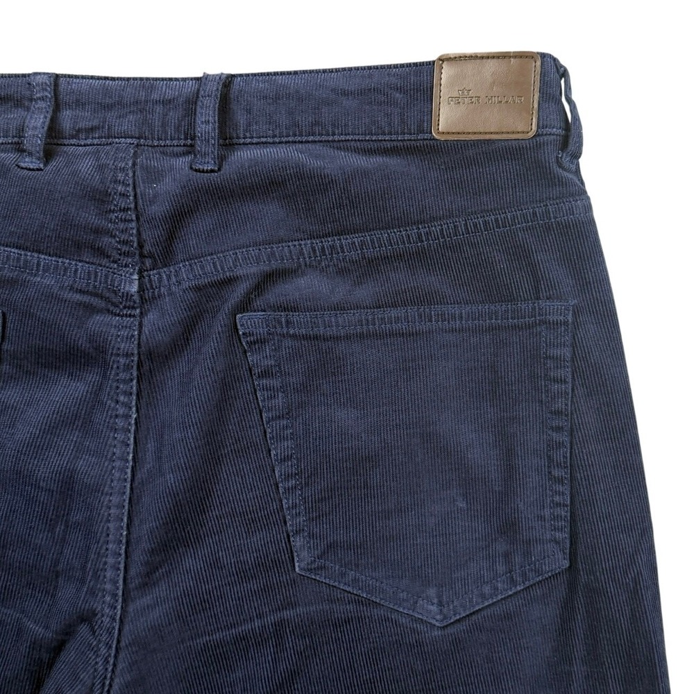 Peter Millar Textured Navy Blue Corduroy 5-Pocket Straight Leg Pants Mens Sz 33